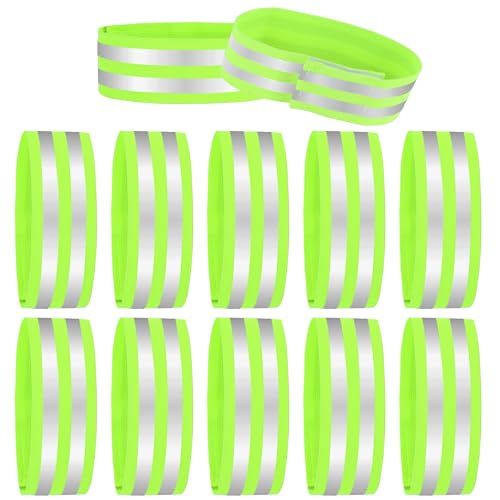 12 Stück Reflektorband, Reflektierendes Armband, Elastisch Reflektierendes Klettarmband für Radfahren Joggen Geeignete Reflektoren für Kinder & Erwachsene von JSMTKJ