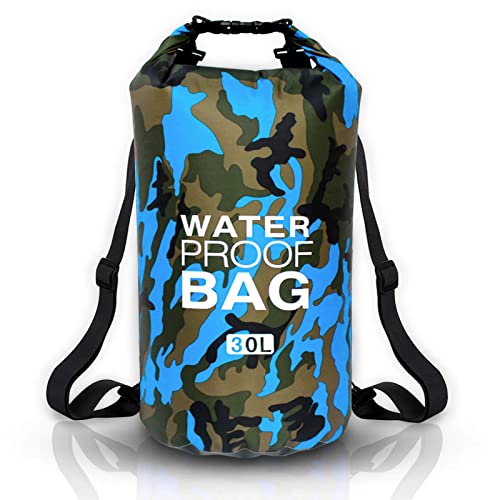 JSRHEEM wasserdichte Tasche, Dry Bag 10L 20L 30L Wasserdichter Beutel mit Verstellbarer Schultergurt Schwimmen, Rafting, Camping, Angeln, Bootfahren, Wandern, Kajakfahren Hellblau 30L von JSRHEEM