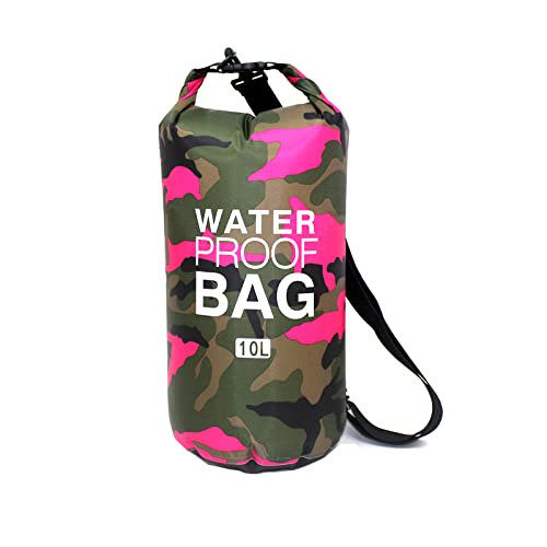JSRHEEM Dry Bag - 10L 20L 30L Wasserdichter Packsack mit Verstellbarer Schultergurt, Wasserdichter Beutel Schwimmen, Rafting, Camping, Angeln, Bootfahren, Wandern, Kajakfahren (Rosarot, 10L) von JSRHEEM