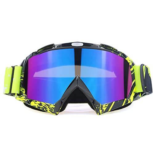 JSSEVN Motorradbrille, Dirtbike-Brille, Motocross, winddicht, Rennsport, sanddicht, kratzfest, Ski, schwarz-grüner Rahmen, transparente Gläser von ＪＳＳＥＶＮ