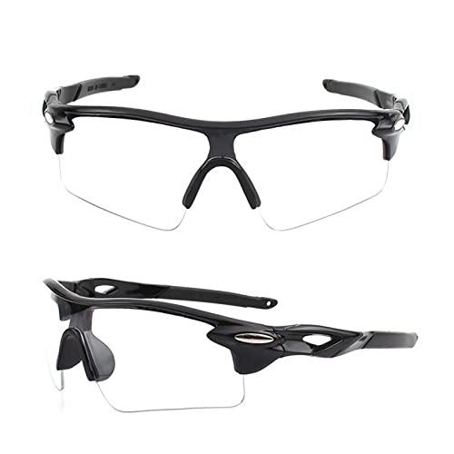 JSSEVN Sonnenbrille für Herren Damen Fahrradbrille Outdoor Sport Fahrradbrille Sport Taktische Brille Explosionsgeschützte Brille Schwarzer Rahmen Klare Linse von ＪＳＳＥＶＮ