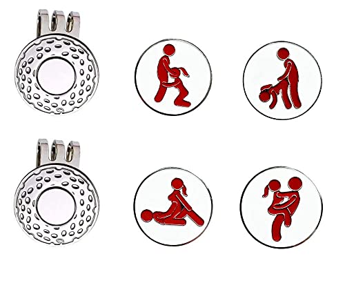 JSWLYWMTPJ 4 Stück lustige Golfball-Marker für Erwachsene, Metall, mit Magnetverschluss für Männer und Frauen, Golfer-Geschenke, Emaille-Technik von JSWLYWMTPJ