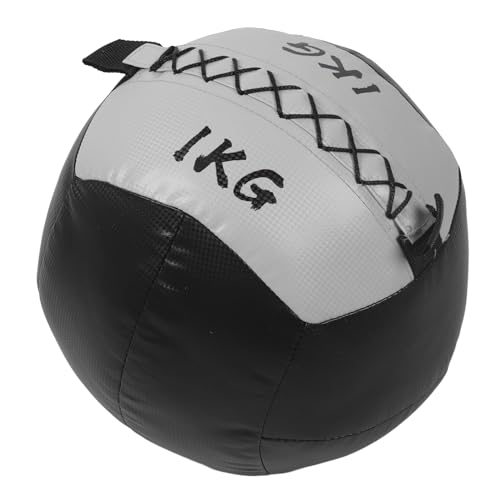 JTLB Weicher, 2,2 Pfund Schwerer, 1 Kg Schwerer Wandball aus PU-Leder für Kraft-, Dehnungs- und Fitnesstraining (Schwarzes Silber) von JTLB