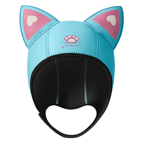 JUCHRZEY 3 mm Tauchhaube mit Katzenohren, Neopren-Cartoon-Schnorchelhaube, Kopfschutz, Tauchhaube für Wassersport im Freien von JUCHRZEY