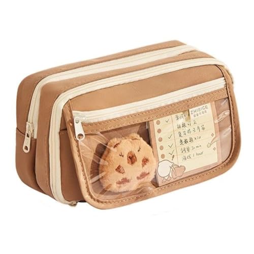 JUCHRZEY 9-lagige Cartoon-Stifttasche mit Aufklebern, Capybara-Briefpapierhalter, große Kapazität, Aufbewahrungstasche for Schreibwaren for Kinder von JUCHRZEY
