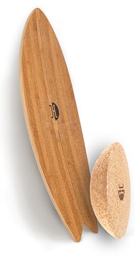 JUCKER HAWAII Balance Board Ocean Rocker Bamboo | Bambus Balance Board mit einmaligem Rocker Shape und Korkhalbkugel | Balance Board aus Holz | Gleichgewichtstrainer Surfboard mit Halbkugel aus Kork von JUCKER HAWAII
