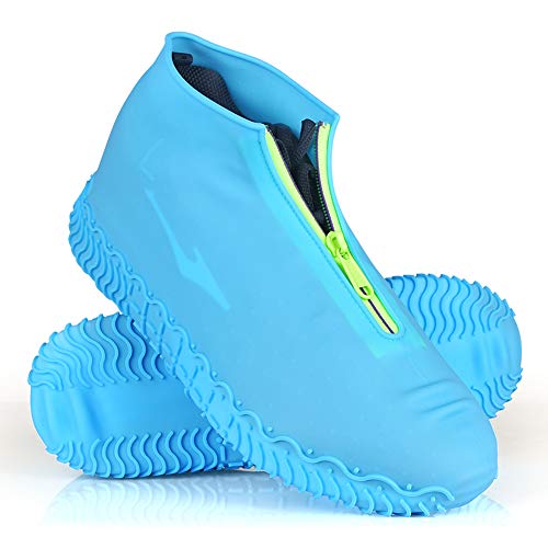 JUDA Wasserdicht Schuhüberzieher, Wiederverwendbare rutschfeste Überschuhe, Für Regen, Schneetag, Wüstenstrand, Schlammige Straßen (L (39-42), Blau) von JUDA