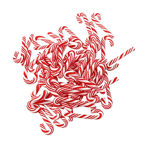 JUFUM 50 Stück Rot und Weiß, handgefertigt, Weihnachts-Gehstock, Kawaii-Miniatur-Essen, Heimdekoration von JUFUM