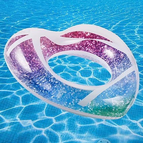 Transparenter schwimmender Ring, Aufblasbarer Schwimmreifen, Floating-Ring Aufblasbar Ring Luftmatratze Reifen Schwimmreifen,Schwimmring für Erwachsene & Kinde (Liebe) von JUNBAOYYDS