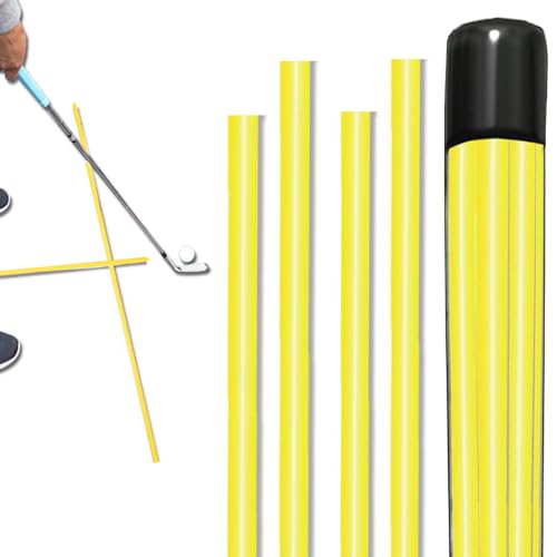 JUNNEE 4-Pack Golf Alignment Stick Upgraded 100cm Golf Sticks Trainingshilfe zum Zielen, Putten, Full Swing Trainer, Haltungskorrektor mit klarem Tube Case, Golf Geschenke für Männer Frauen Golfer von JUNNEE