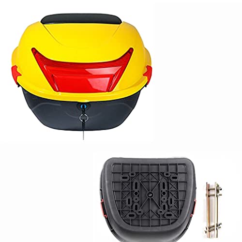 JUNNIU Motorrad-Kofferraum-Heckbox ABS-Topcase Hartschale für Stohelmet-Gepäck 28 L Daily Top Box/Gelb Decoration von JUNNIU
