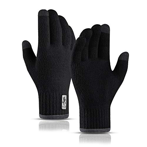 JUNRUI Winter Handschuhe Touchscreen Warme Thermohandschuhe Camping Wandern Laufen Fahren für Herren und Damen (Schwarz) von JUNRUI