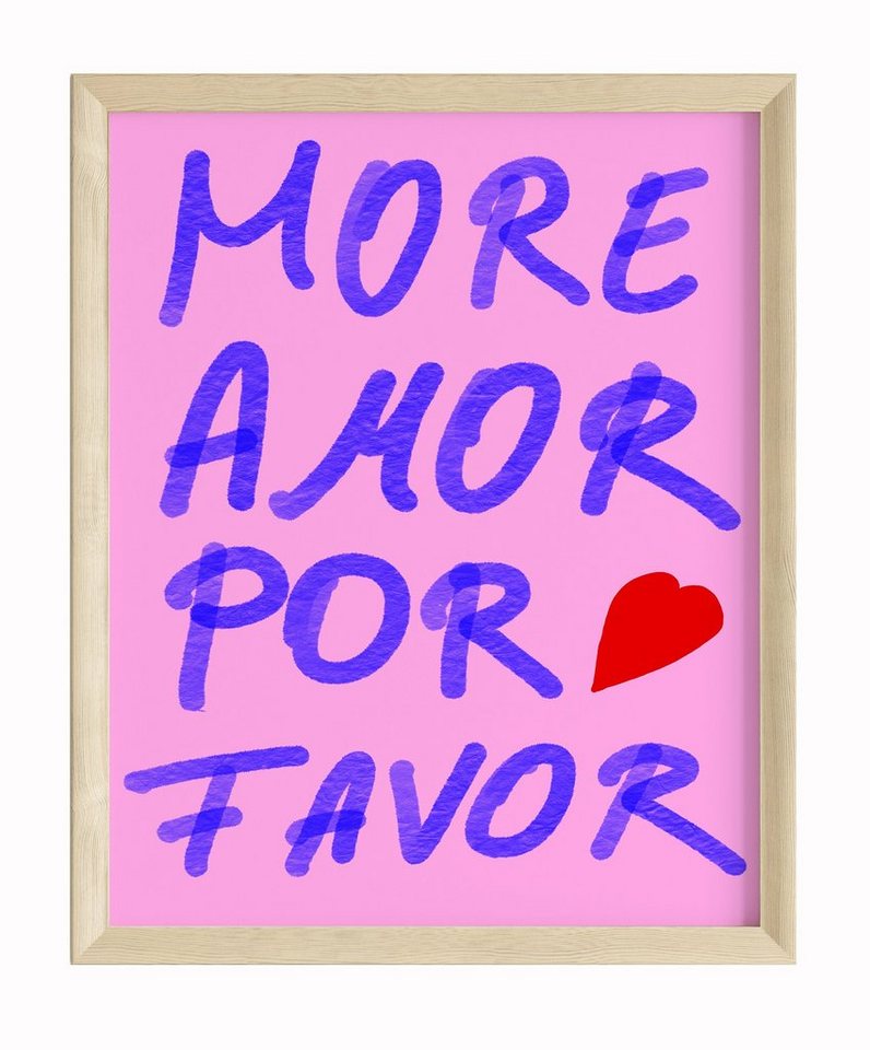 JUSTGOODMOOD Poster ® More Amor Por Favor Poster · Handgezeichnet · Pink · ohne Rahmen, Poster in verschiedenen Größen verfügbar, Poster, Wandbild von JUSTGOODMOOD