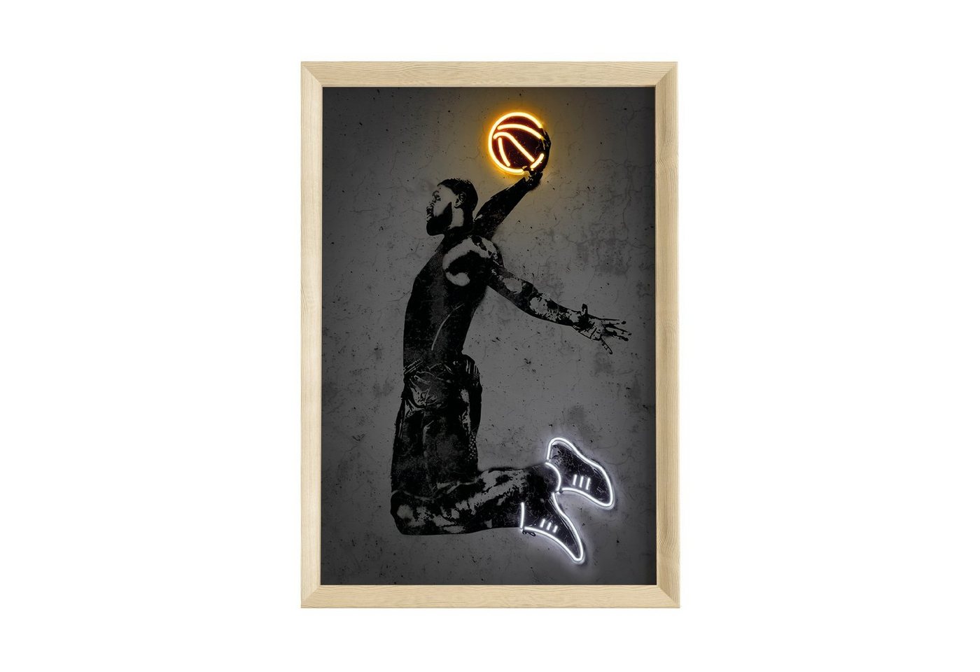 JUSTGOODMOOD Poster Premium ® Basketball Poster · Neon Effekt · ohne Rahmen, Poster in verschiedenen Größen verfügbar von JUSTGOODMOOD
