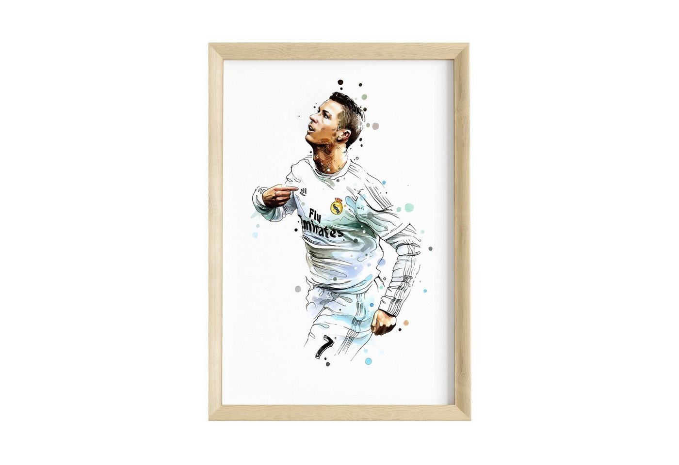 JUSTGOODMOOD Poster Premium ® Christiano Ronaldo Fußball Poster ·Wasserfarben· ohne Rahmen von JUSTGOODMOOD