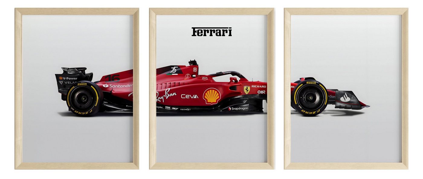 JUSTGOODMOOD Poster Premium ® Ferrari Formel 1 3er-Set Poster · Rennwagen · ohne Rahmen, Poster in verschiedenen Größen von JUSTGOODMOOD