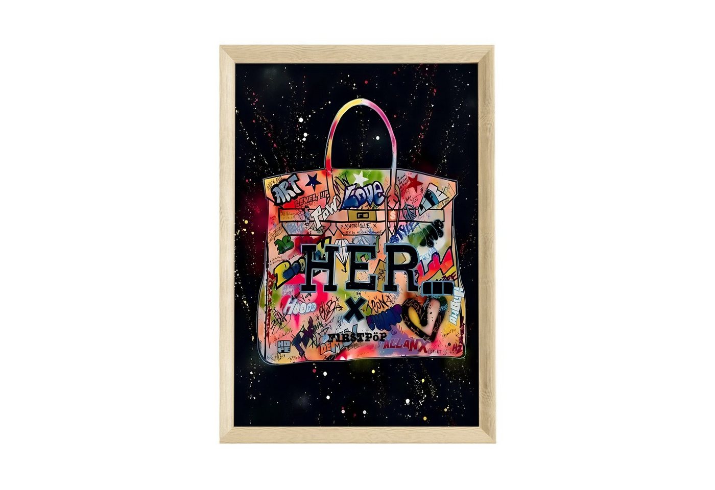 JUSTGOODMOOD Poster Premium ® Handtasche Graffiti Multicolor Poster · ohne Rahmen von JUSTGOODMOOD