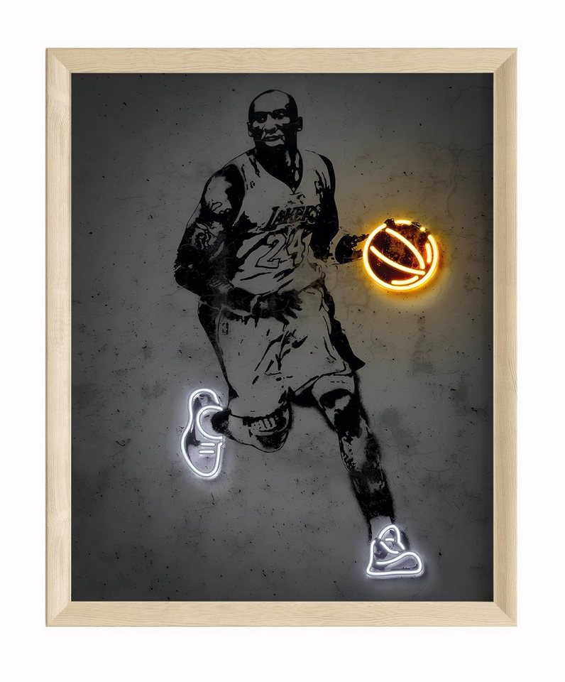 JUSTGOODMOOD Poster Premium ® Kobe Bryant Basketball Poster · Neon Effekt · ohne Rahmen, Poster in verschiedenen Größen Verfügbar von JUSTGOODMOOD