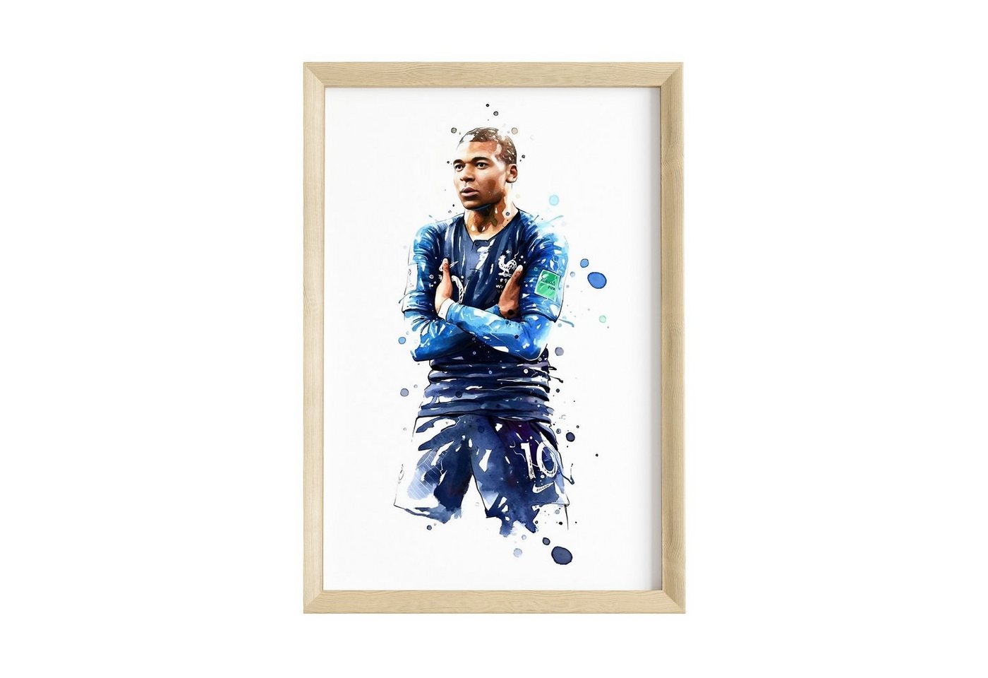JUSTGOODMOOD Poster Premium ® Kylian Mbappe Fußball Poster· Wasserfarben · ohne Rahmen von JUSTGOODMOOD