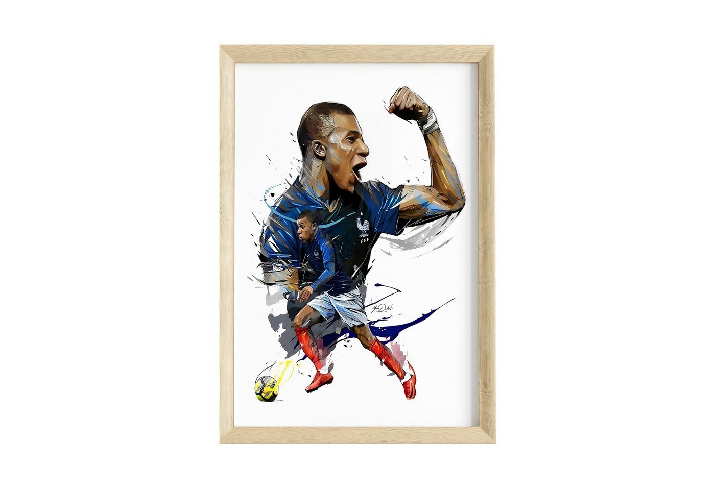 JUSTGOODMOOD Poster Premium ® Mbappe Fußball Jubel Poster · Wasserfarben · ohne Rahmen von JUSTGOODMOOD
