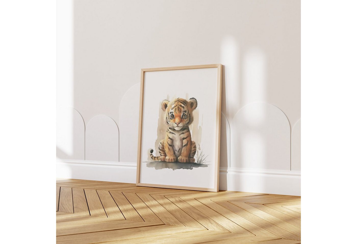 JUSTGOODMOOD Poster Premium ® Safari Tiere Wald Dschungel Löwe Zebra Aquarell ohne Rahmen, Tiger von JUSTGOODMOOD