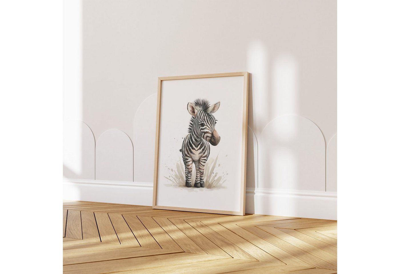 JUSTGOODMOOD Poster Premium ® Safari Tiere Wald Dschungel Löwe Zebra Aquarell ohne Rahmen, Zebra von JUSTGOODMOOD