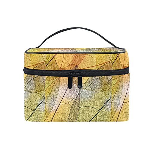 Art Yellow Acuarela Leaves Make-up-Tasche für Damen, Kosmetiktasche, Kulturbeutel, Zugtasche, Siehe Abbildung, Einheitsgröße, Rucksack, Rucksäcke von JUZGTSIT