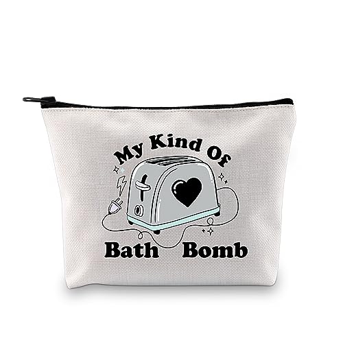 JXGZSO Kosmetiktasche mit lustigem Toaster-Motiv, mit Aufschrift "My Kind Of Bath Bomb", mit Reißverschluss, dunkel, Meine Art Badebombe von JXGZSO