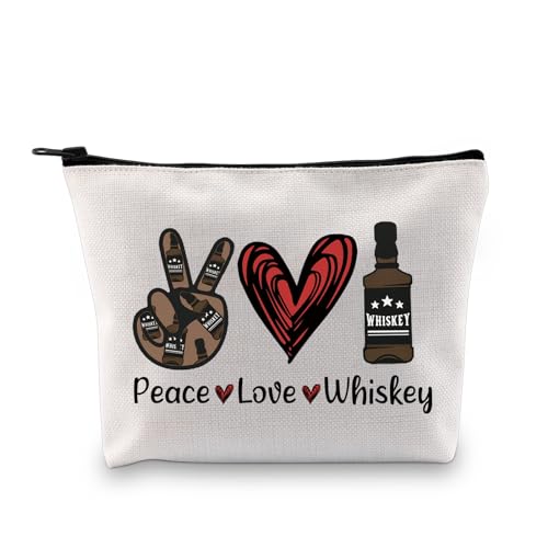 JXGZSO Whiskey-Kosmetiktasche, Cocktail-Rezeptliebhaber, Geschenk, Frieden, Liebe, Whiskey, Make-up-Tasche, Alkohol-Liebhaber, Geschenk, Peace Love Whiskey von JXGZSO