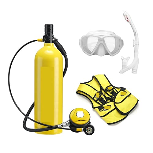JXIYUO Tauchflasche 2L Tauchmaske Tauchausrüstung Aluminiumflasche Gasflasche Erwachsene Schwimmen Schnorcheln Schnorchel Restdruckmessgerät Atmen Sie sanfter (Farbe: Gelb, Größe: C) von JXIYUO