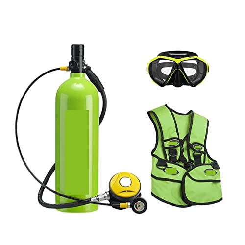 JXIYUO Tauchflasche 2L Tauchmaske Tauchausrüstung Aluminiumflasche Gasflasche Erwachsene Schwimmen Schnorcheln Schnorchel Restdruckmessgerät Atmen Sie sanfter (Farbe: Grün, Größe: A) von JXIYUO