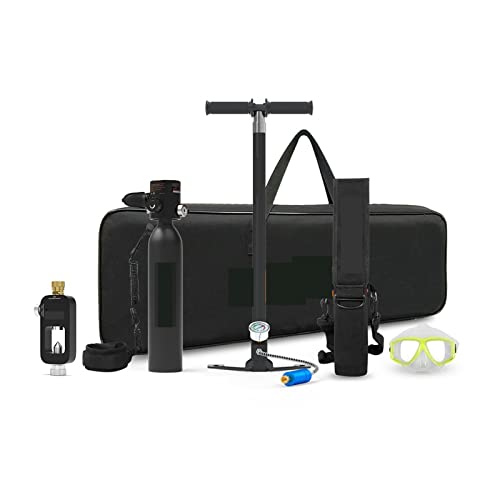 JXIYUO Tauchflaschen-Atemschutzgerät, tragbar, für Reisen, Meerestauchen, kompletter Satz Notfall-Ersatzpumpenausrüstung, sanfteres Atmen (Farbe: Nero, Größe: 0,7 l) von JXIYUO