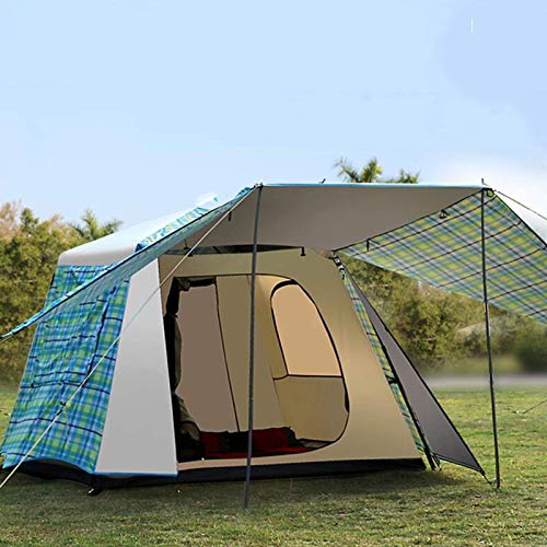 Automatisches Camping-Campingzelt, mit Veranda, wasserdichtem Zelt, 2-türigem und 2-scheibenigem Doppelschichtzelt für Garten-Angelstrand von JXUFGYES