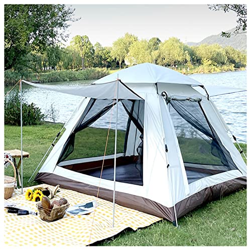 Campingzelt 4-Mann-Insektenschutz, wasserdichte große Zelte für Camping für Familien, stabiles und leichtes isoliertes Zelt für Wanderrucksackreisen von JXUFGYES
