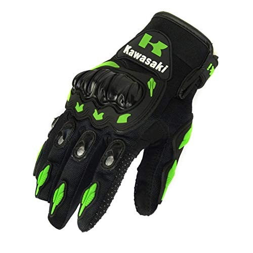 Handschuhe for Motorrad 2019 heißen Verkauf-1 Paar Kawasaki Art und Weise Neuen Vollfinger Motorrad-Handschuhe Motocross Luvas Guantes Moto Schutz Gears Glove (Color : Green, Size : M) von JYKJ