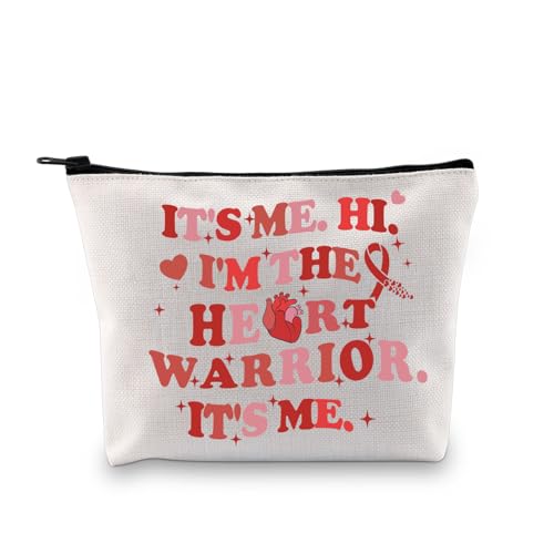 JYTAPP Heart Warrior Kosmetiktasche mit Aufschrift "It's Me Hi I'm The Heart Warrior It's Me", Geschenk für Herzkrankheiten, Bewusstseinsgeschenk, Beige, onesize, modisch von JYTAPP
