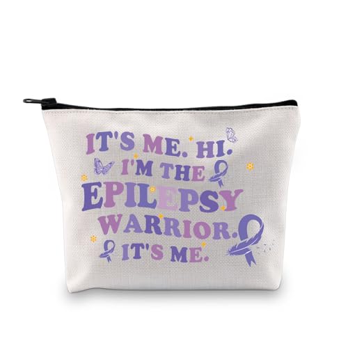 JYTAPP Kosmetiktasche für Epilepsie-Bewusstseinsgeschenk, "It's Me Hi I'm The Epilepsy Warrior It's Me", Geschenk für Epilepsie-Kämpfer, Beige, onesize, modisch von JYTAPP
