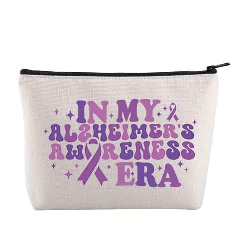 JYTAPP Kosmetiktasche mit Reißverschluss für Alzheimer's Awareness Ära, violettes Geschenkband, Beige, Small, modisch von JYTAPP