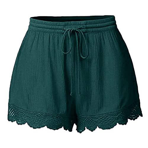 Damen Kurze Hosen Sommer Einfarbig Casual Sommerhose Musselin Hose Sommer Leicht Lockere Leinenhose Freizeithose Musselin Kurze Elegant Musselin Shorts Schlupfhose von Jabidoos