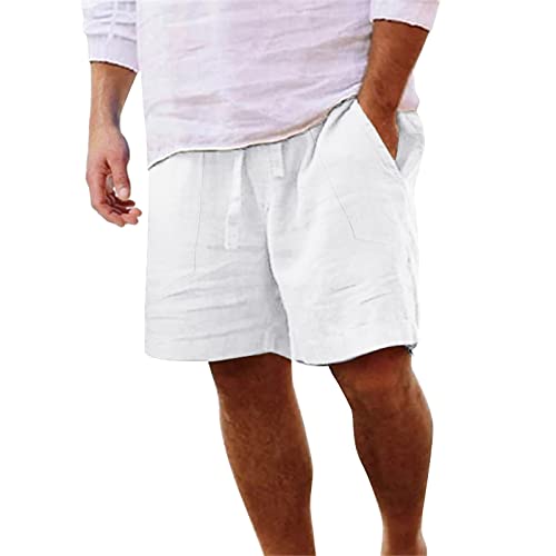 Leinen Shorts Herren - leichte luftige Sommershorts, Einfarbige lockere Kurze Hose Leinenhose Passform Kurze Freizeithose von Jabidoos