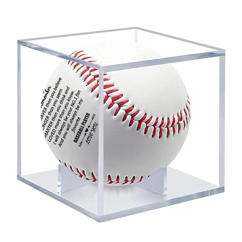 Jacekee Baseball-Ausstellungsstand, Baseball-Souvenirhalter,9-Zoll-Baseball-Souvenirbox | Durchsichtige Souvenirbox mit motivierenden Botschaften für Freund und Vatertag von Jacekee