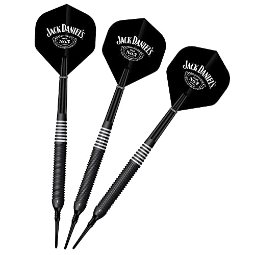 Jack Daniel's Offiziell lizenziertes Messing-Dart-Set mit weicher Spitze, elektrischer schwarz-weißer Ring, 19 g (D9703) von Jack Daniel's