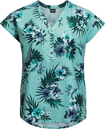 Jack Wolfskin Damen Victoria Tropical Shirt Bluse, Aqua All Over, S von Jack Wolfskin