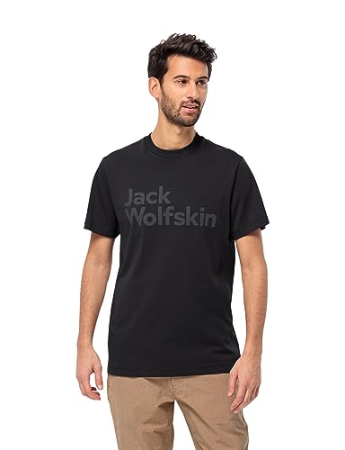 Jack Wolfskin Men Essential Logo T M T-Shirt, Black, S von Jack Wolfskin