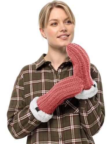 Jack Wolfskin Damen Highloft Knit Mitten W Handschuh, Red Coral, M von Jack Wolfskin