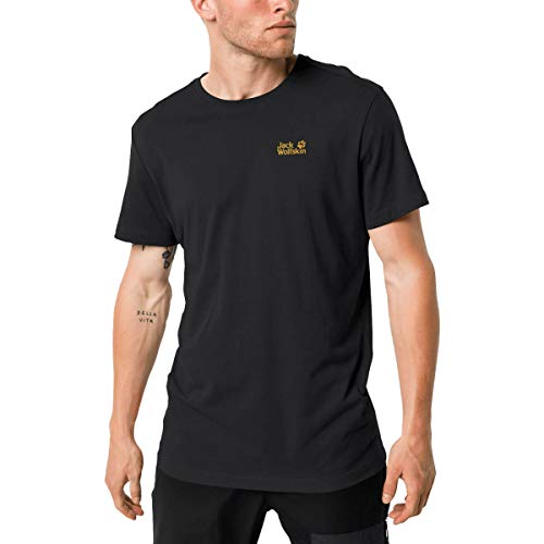 Jack Wolfskin Herren T-Shirt Essential T Men Leicht mit Biobaumwolle Freizeit T-Shirt, Black, S, 1805781-6000002 von Jack Wolfskin