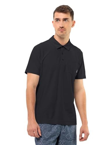 Jack Wolfskin Herren TERRAL Polo M T-Shirt, Black, L von Jack Wolfskin
