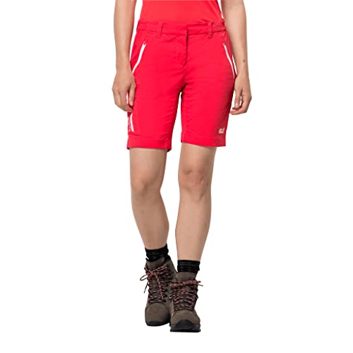 Jack Wolfskin W Overland Shorts Rot - Leichte atmungsaktive Damen Softshell Wandershorts, Größe 42 - Farbe Tulip Red von Jack Wolfskin