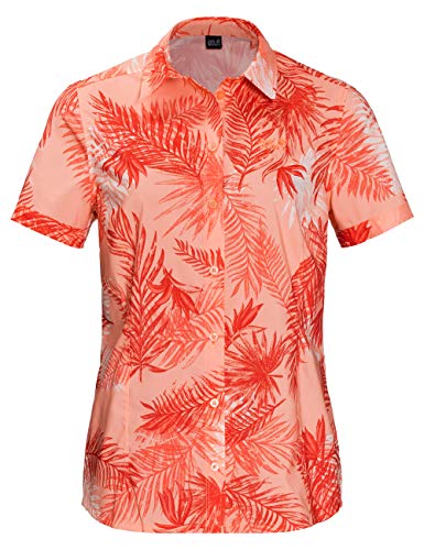Jack Wolfskin Women's Sonora Palm Shirt Short Sleeve, Medium, Apricot Pastel All Over von Jack Wolfskin