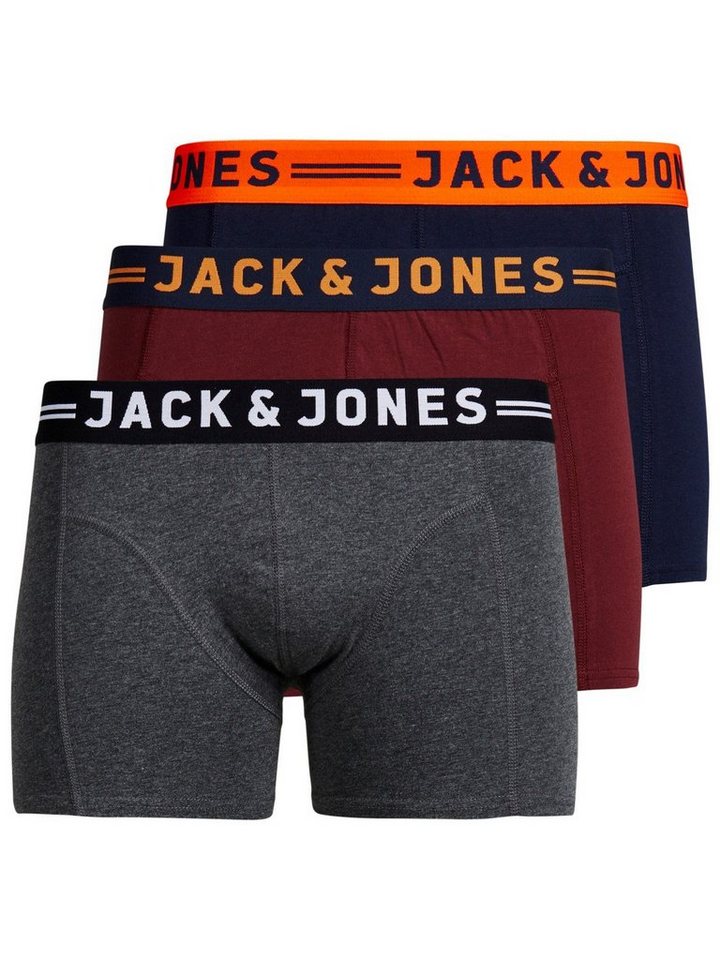 Jack & Jones Boxershorts Set 3er Pack JACLICHFIELD Trunks Boxershorts Stretch Unterhose (3-St) 3621 in Bordeaux von Jack & Jones